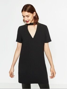 Sanctuary Black Madeline Choker V-Neck Mini Dress